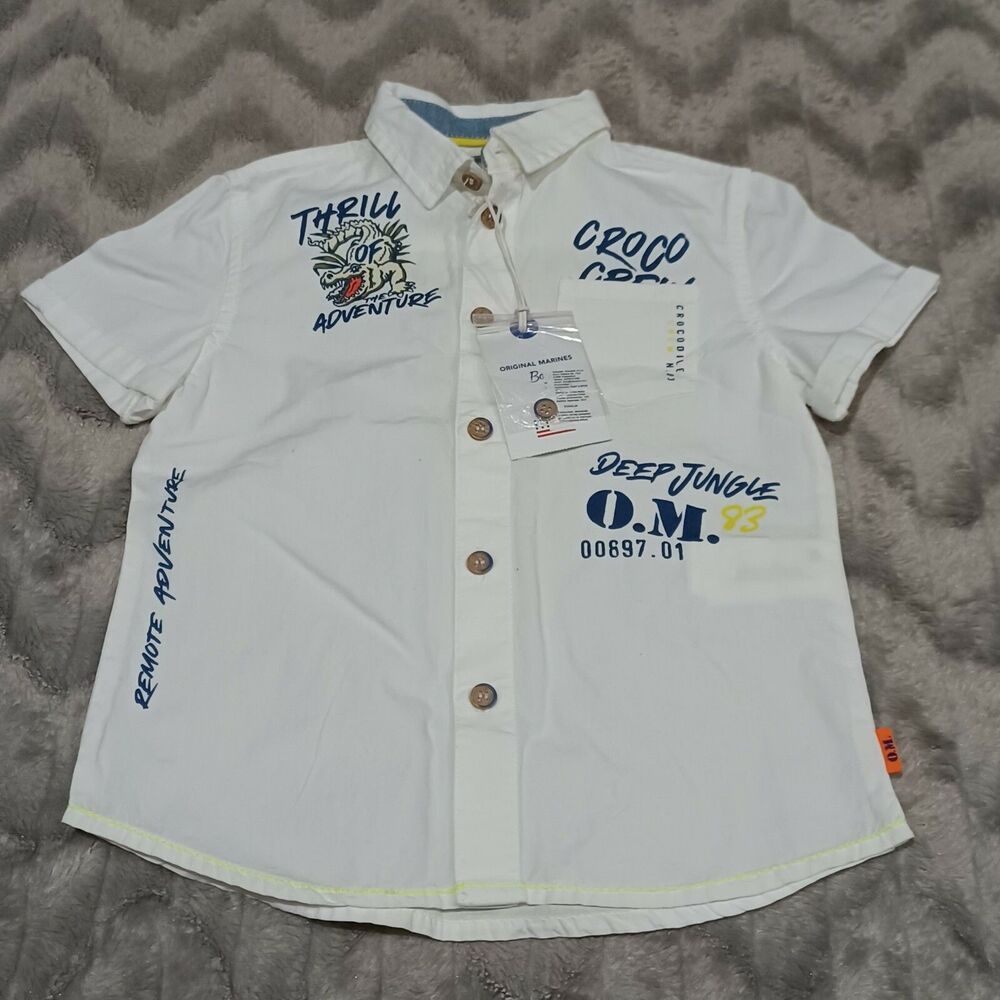 Original Marines Toddler Boys 3-4 White Thrill Of Adventure Button Up Shirt NWT
